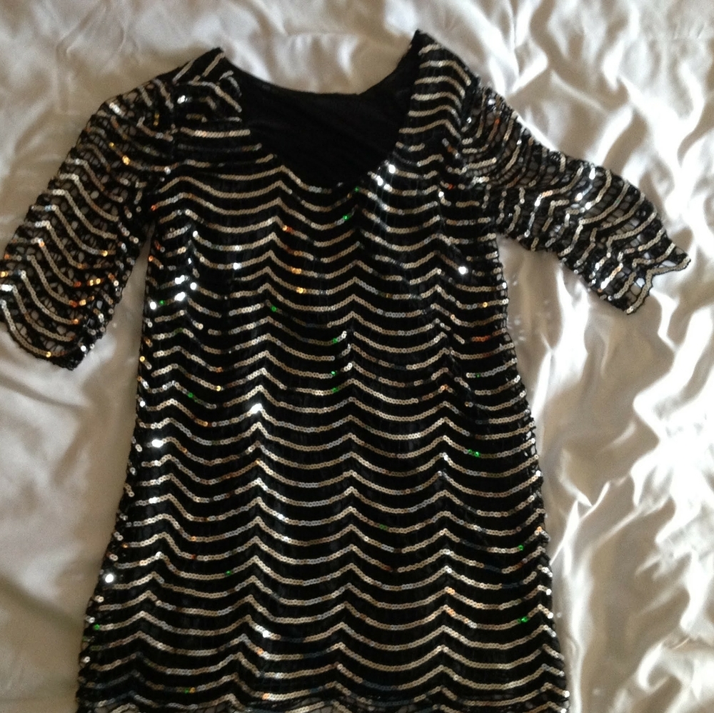 Sequined Black Dress